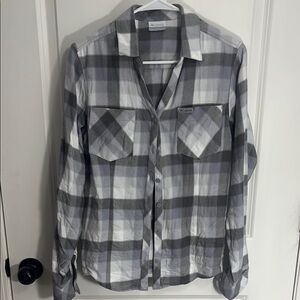 Columbia Womens Gray Plaid Shirt